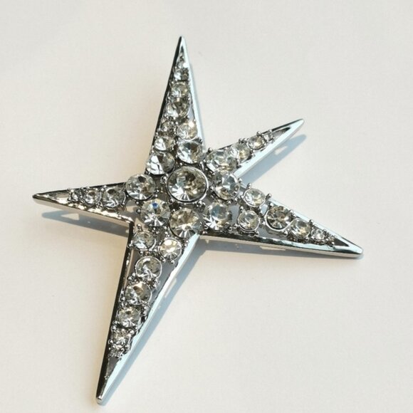 Large crystal modernist star brooch pin - Picture 7 of 7